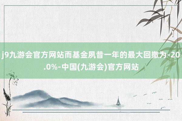 j9九游会官方网站而基金夙昔一年的最大回撤为-20.0%-中国(九游会)官方网站