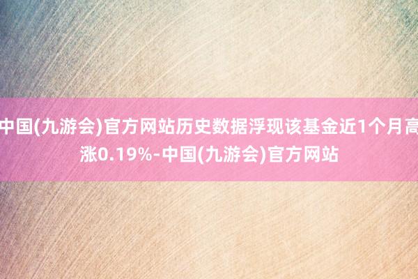 中国(九游会)官方网站历史数据浮现该基金近1个月高涨0.19%-中国(九游会)官方网站